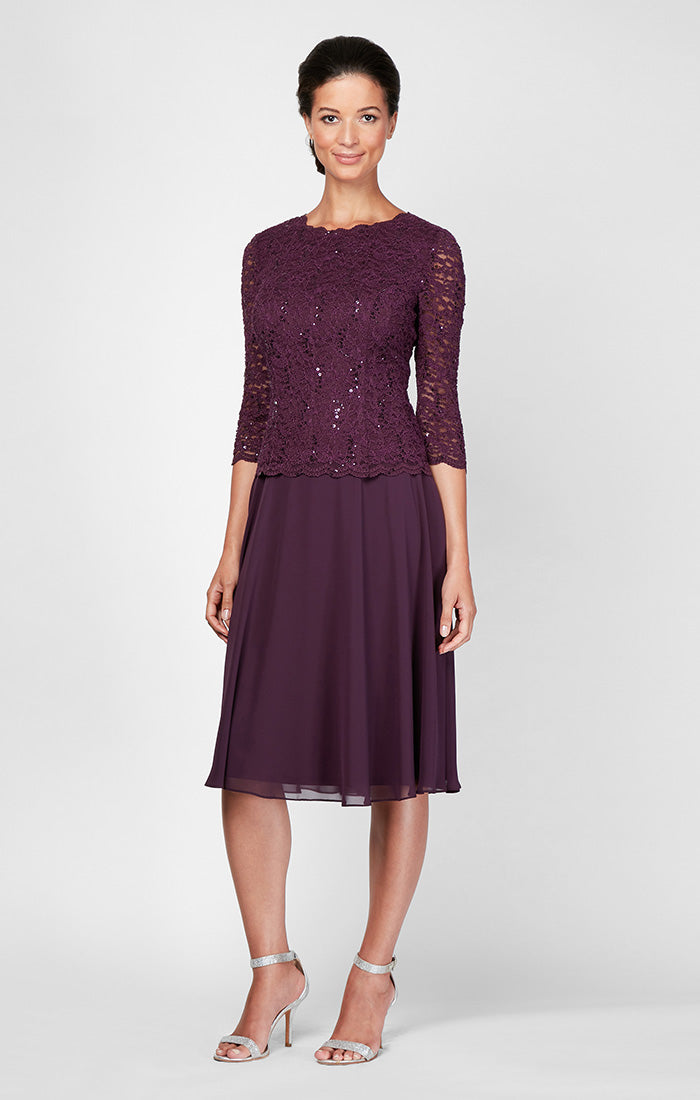 Bella Sequin Lace Boatneck A-Line Dress