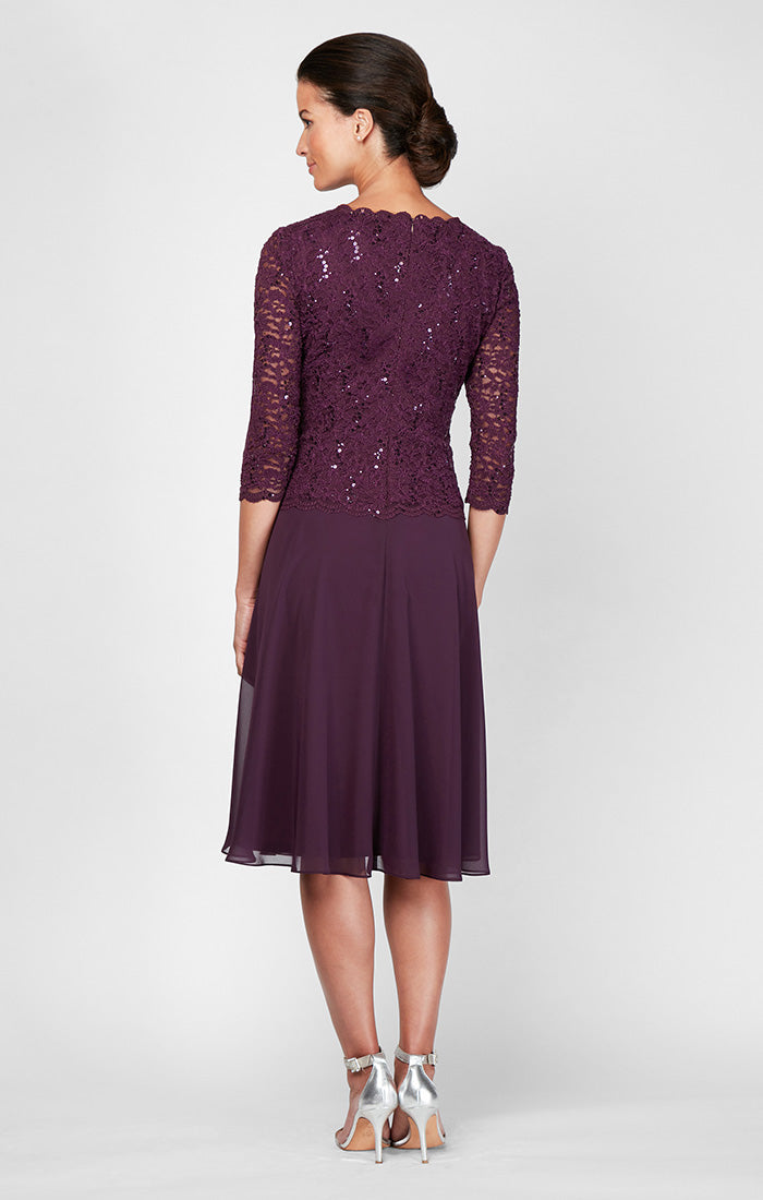 Bella Sequin Lace Boatneck A-Line Dress