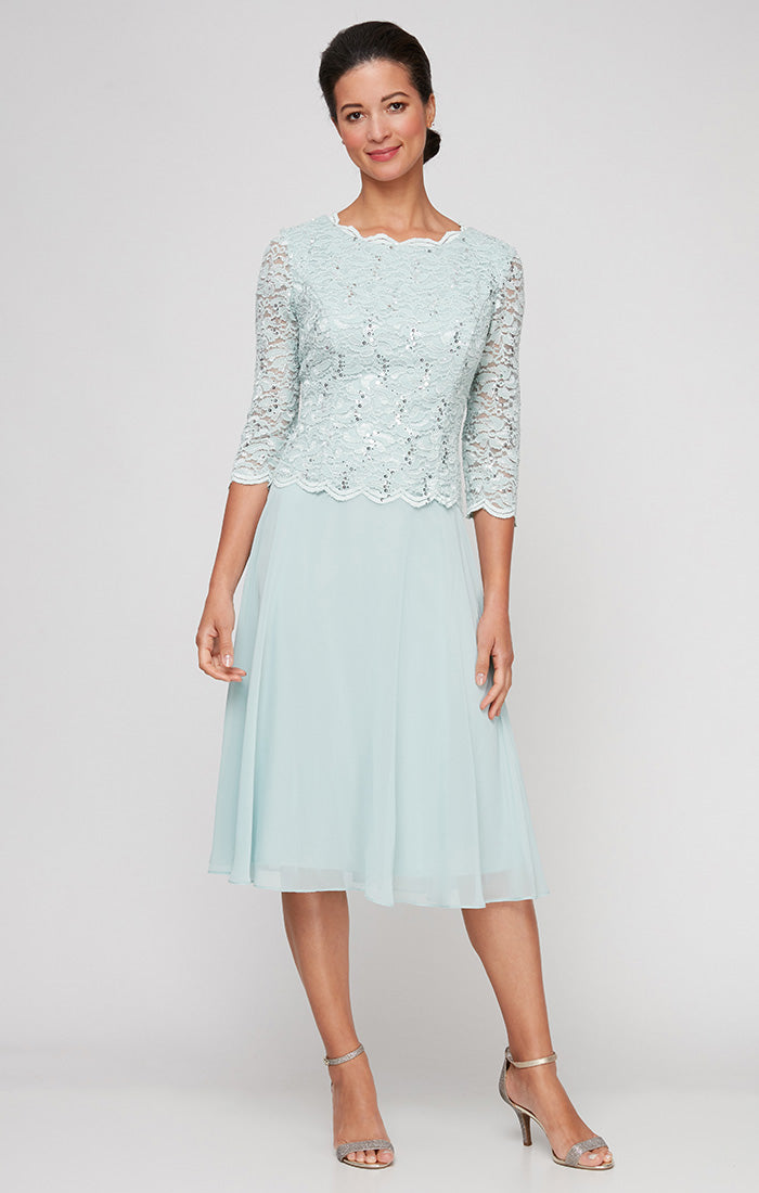 Bella Sequin Lace Boatneck A-Line Dress
