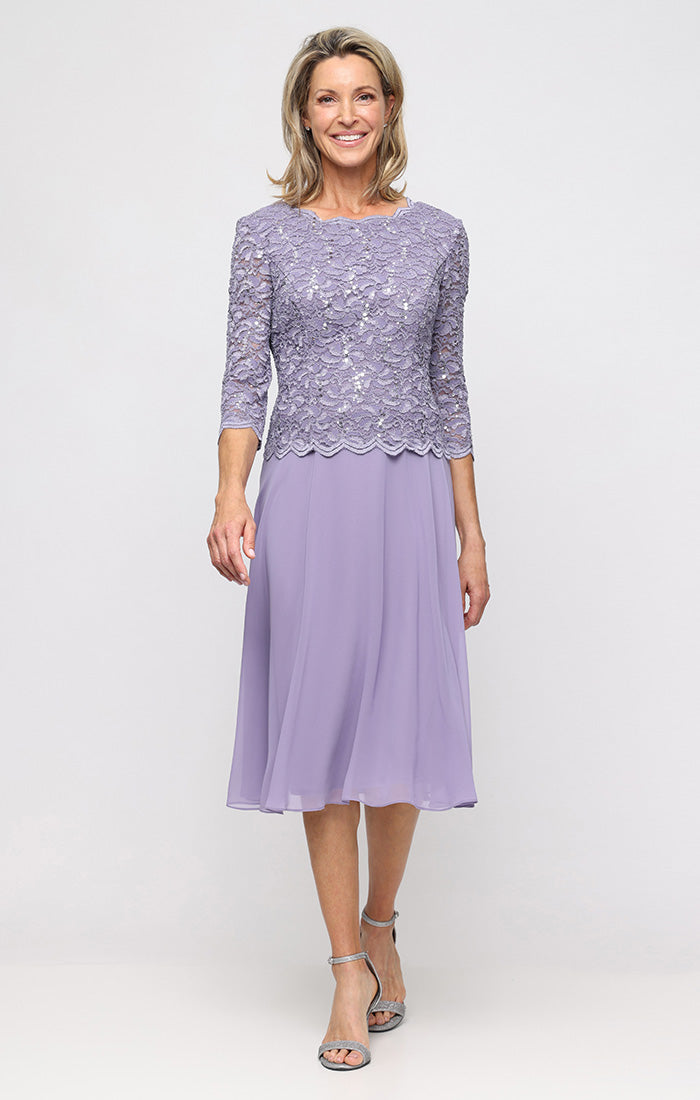 Bella Sequin Lace Boatneck A-Line Dress