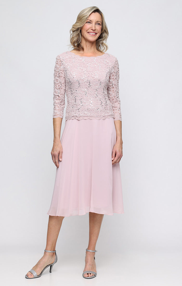 Bella Sequin Lace Boatneck A-Line Dress