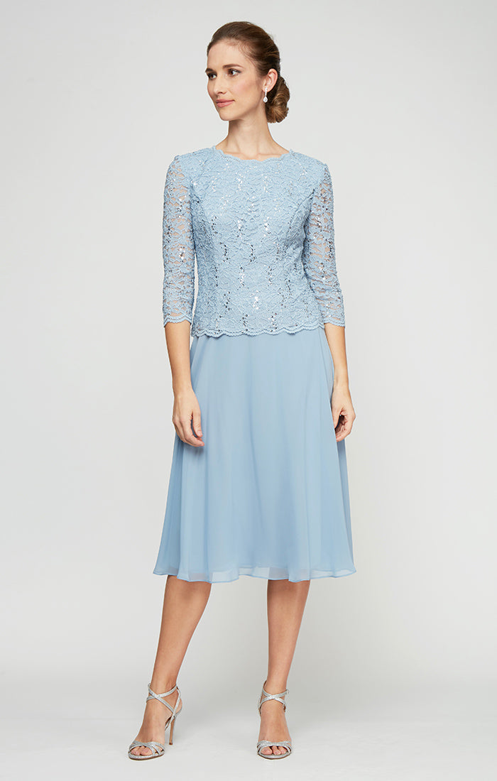 Bella Sequin Lace Boatneck A-Line Dress