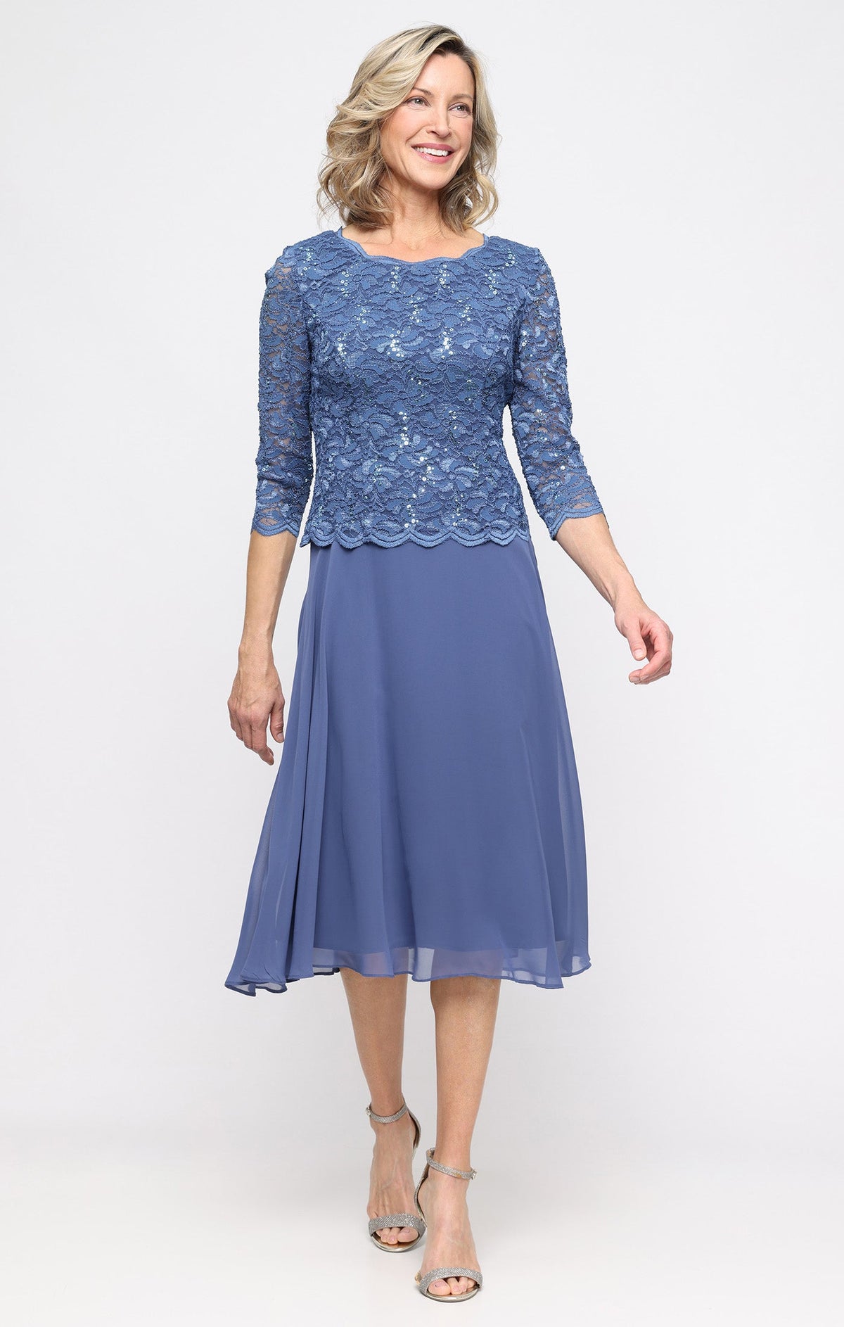 Bella Sequin Lace Boatneck A-Line Dress