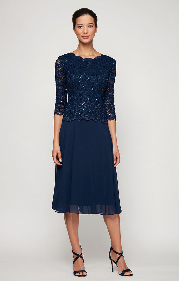Bella Sequin Lace Boatneck A-Line Dress