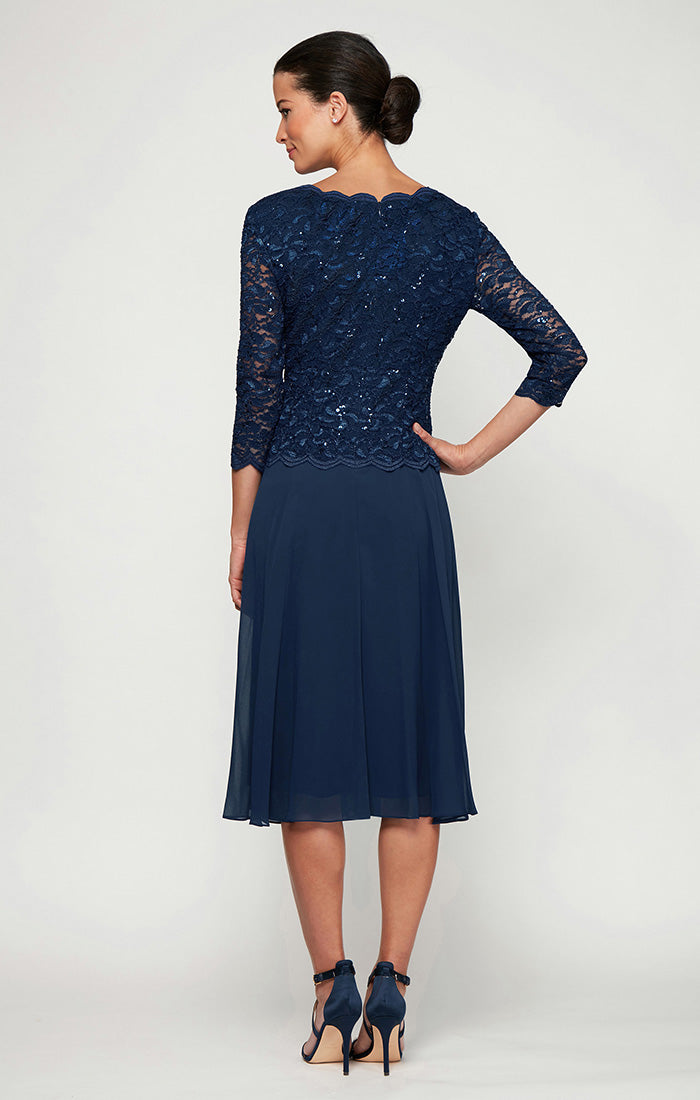 Bella Sequin Lace Boatneck A-Line Dress