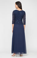 Juliet Sequin Lace & Chiffon Boatneck A-Line Gown