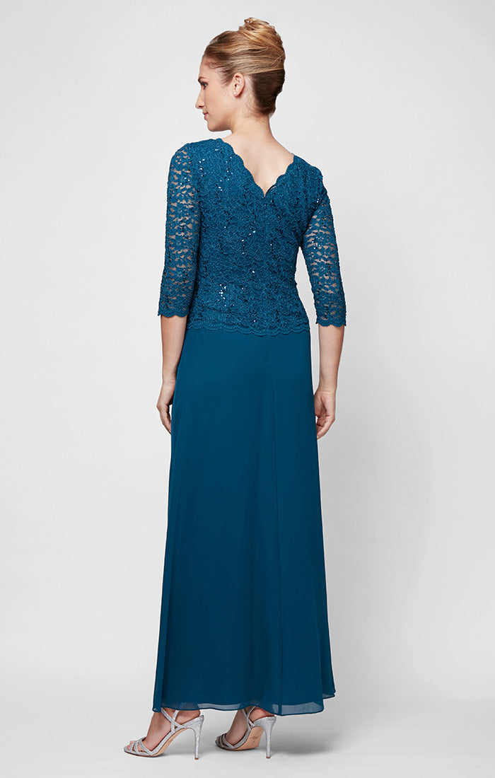 Juliet Sequin Lace & Chiffon Boatneck A-Line Gown