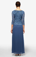 Harriet Sequin Lace & Chiffon Boatneck A-Line Gown