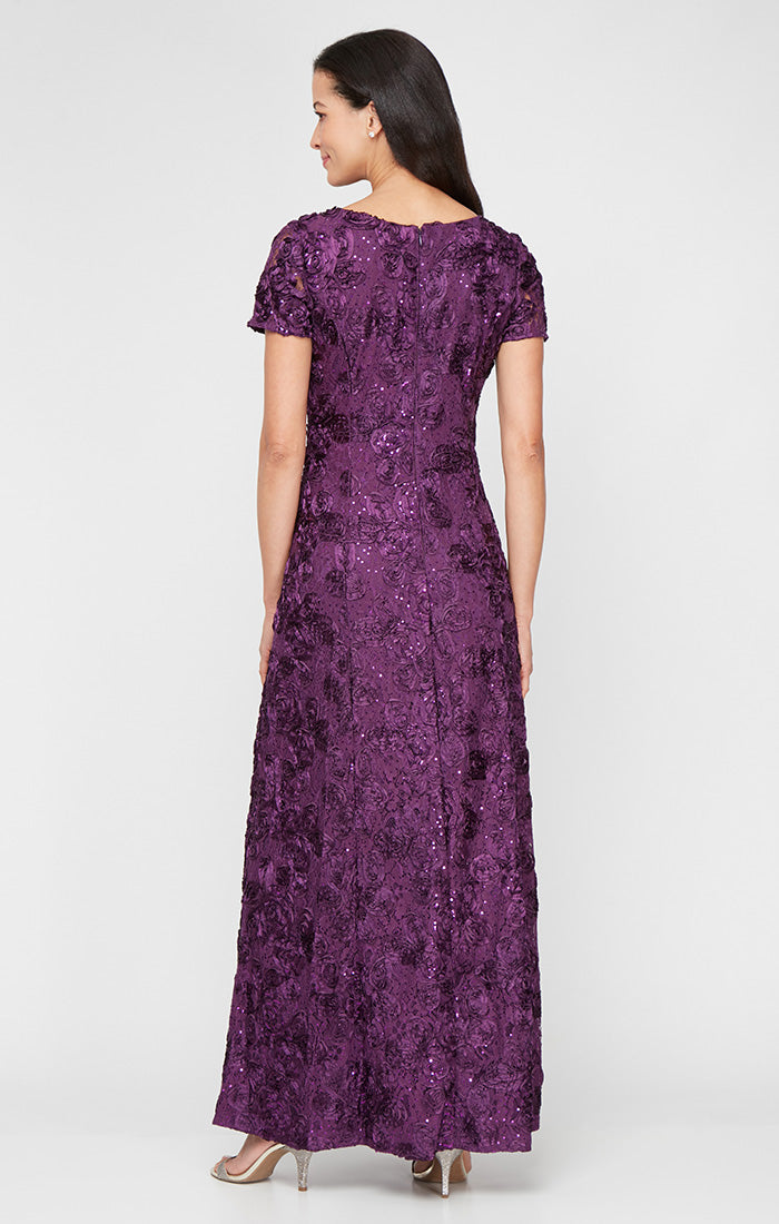 Evelyn Lace Boatneck A-Line Gown