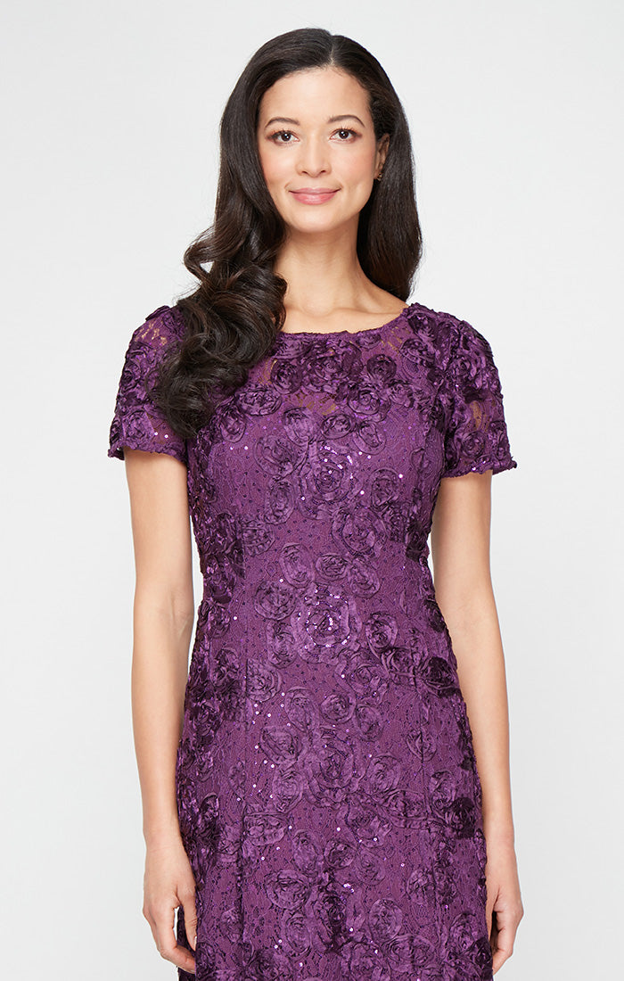 Evelyn Lace Boatneck A-Line Gown