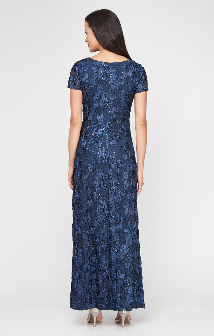 Evelyn Lace Boatneck A-Line Gown