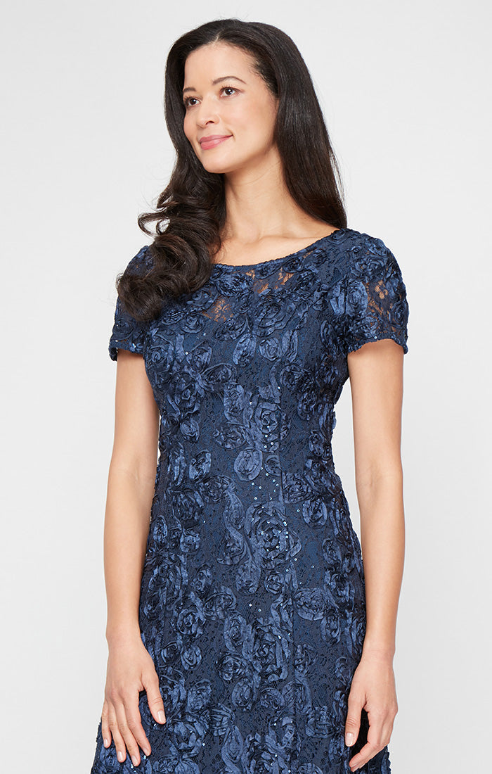 Evelyn Lace Boatneck A-Line Gown