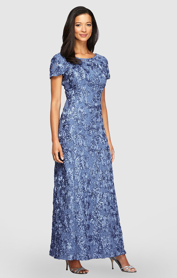 Evelyn Lace Boatneck A-Line Gown