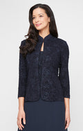 Glitter Jacquard Knit Mandarin-Collar Jacket Dress