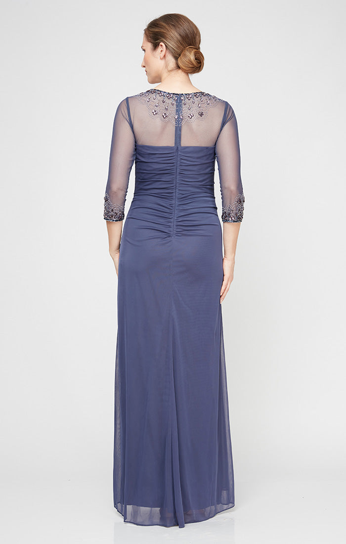 Joanna Mesh Sweetheart-Neckline A-Line Gown