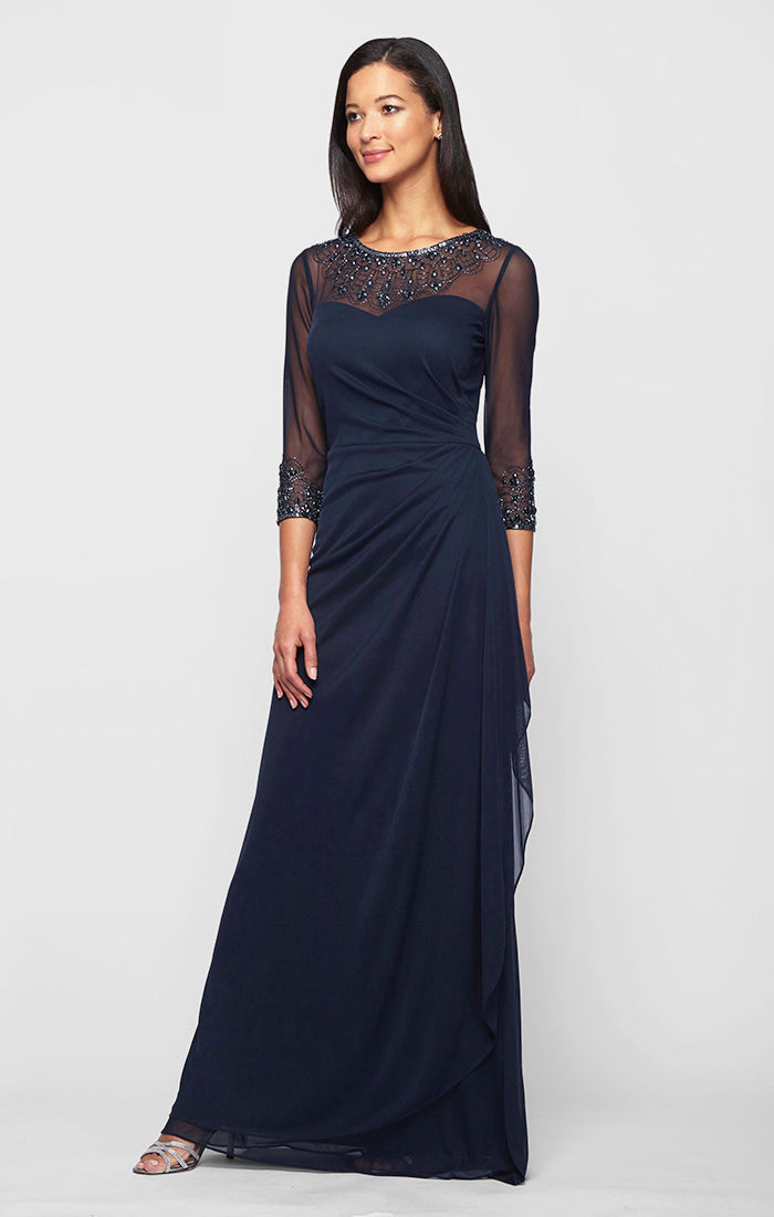 Joanna Mesh Sweetheart-Neckline A-Line Gown