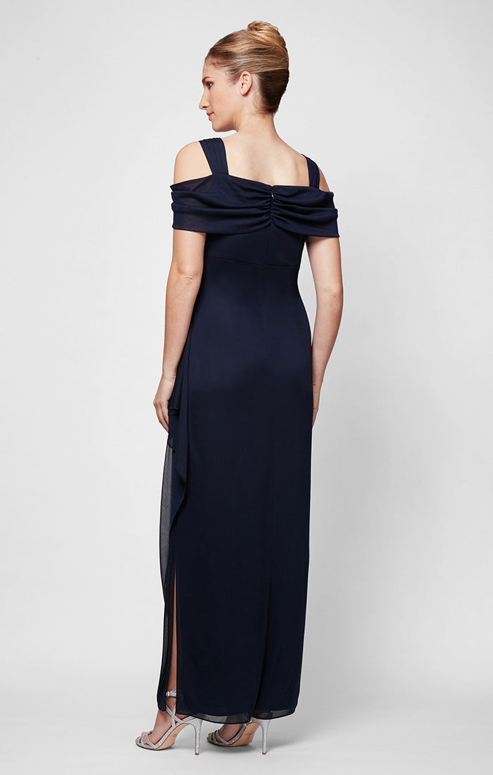 Camille Mesh Cowl-Neck Gown