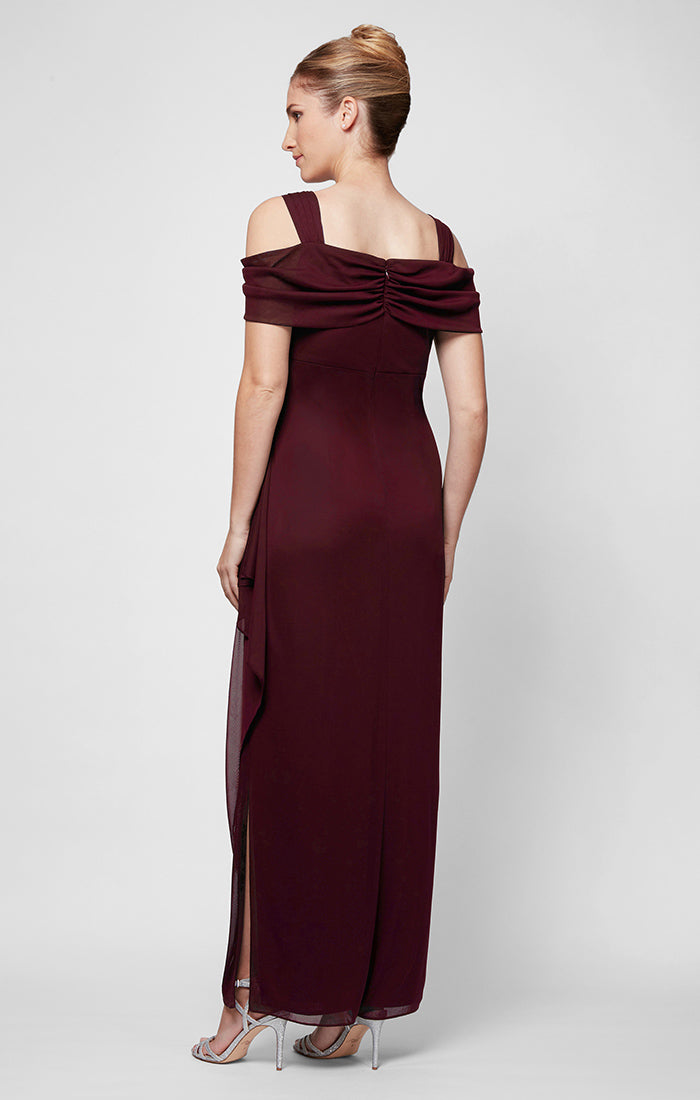 Camille Mesh Cowl-Neck Gown