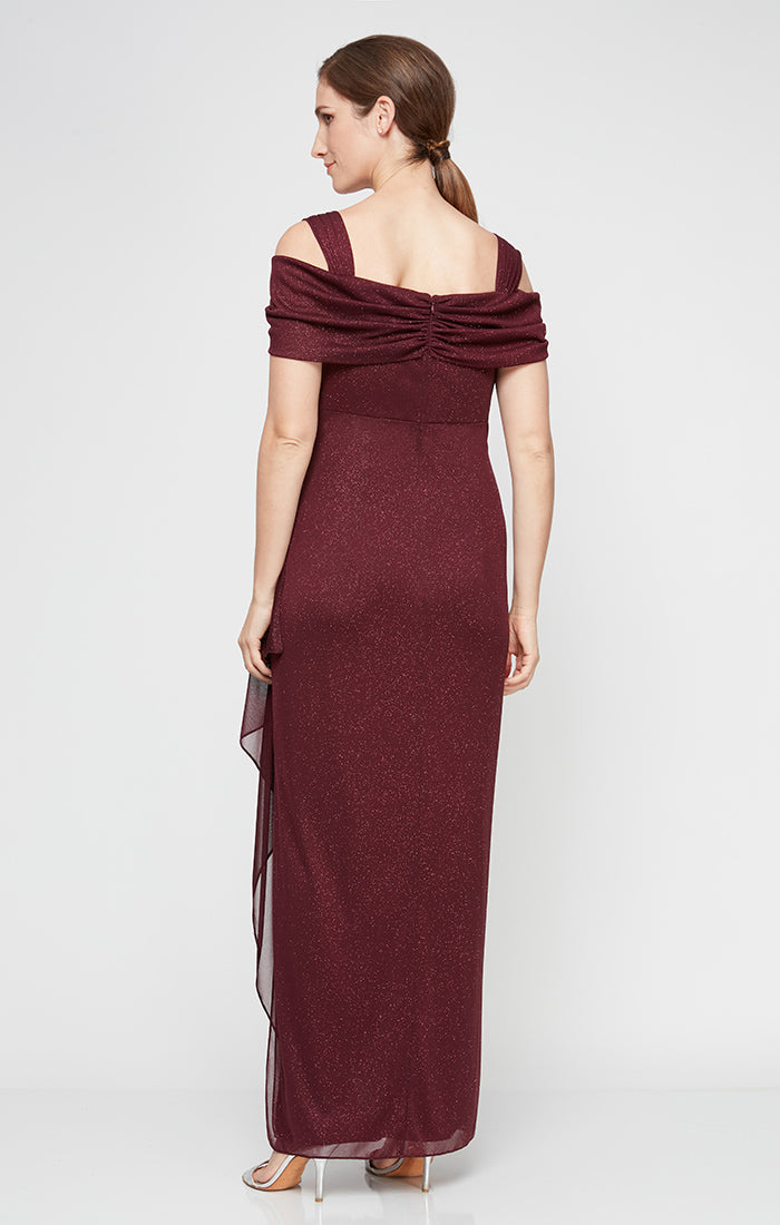 Hannah Glitter Mesh Cowl-Neck Gown