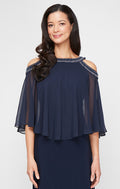 Chiffon & Jersey Crew-Neck Gown