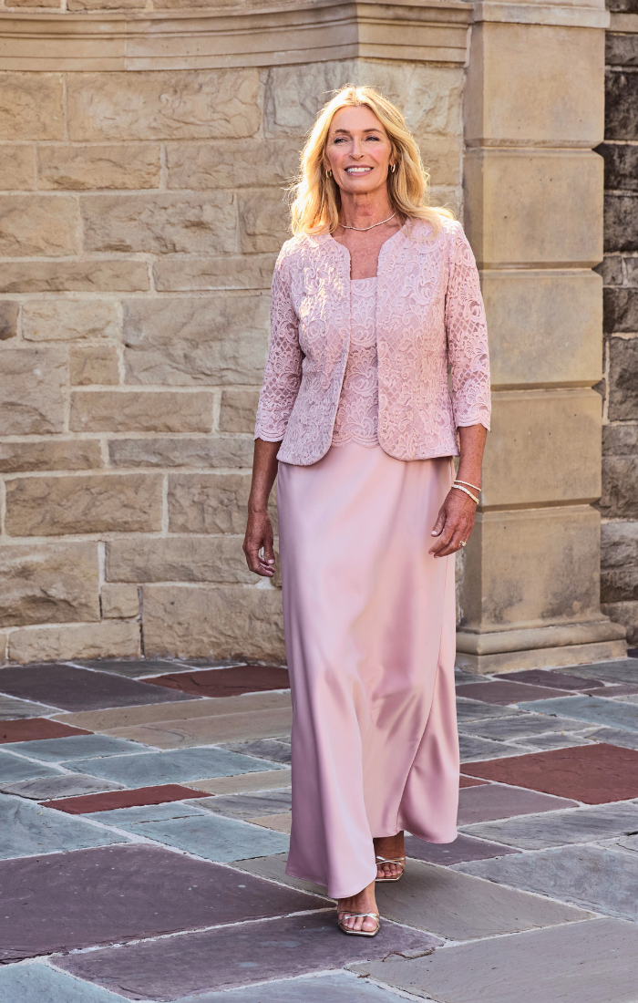 Bethany Glitter & Lace Scoop-Neck Jacket Dress