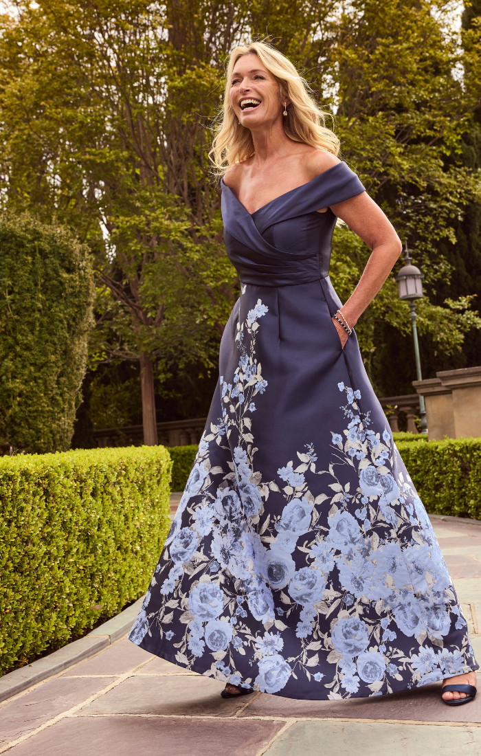 Suzanne Jacquard Off-The-Shoulder Ball Gown