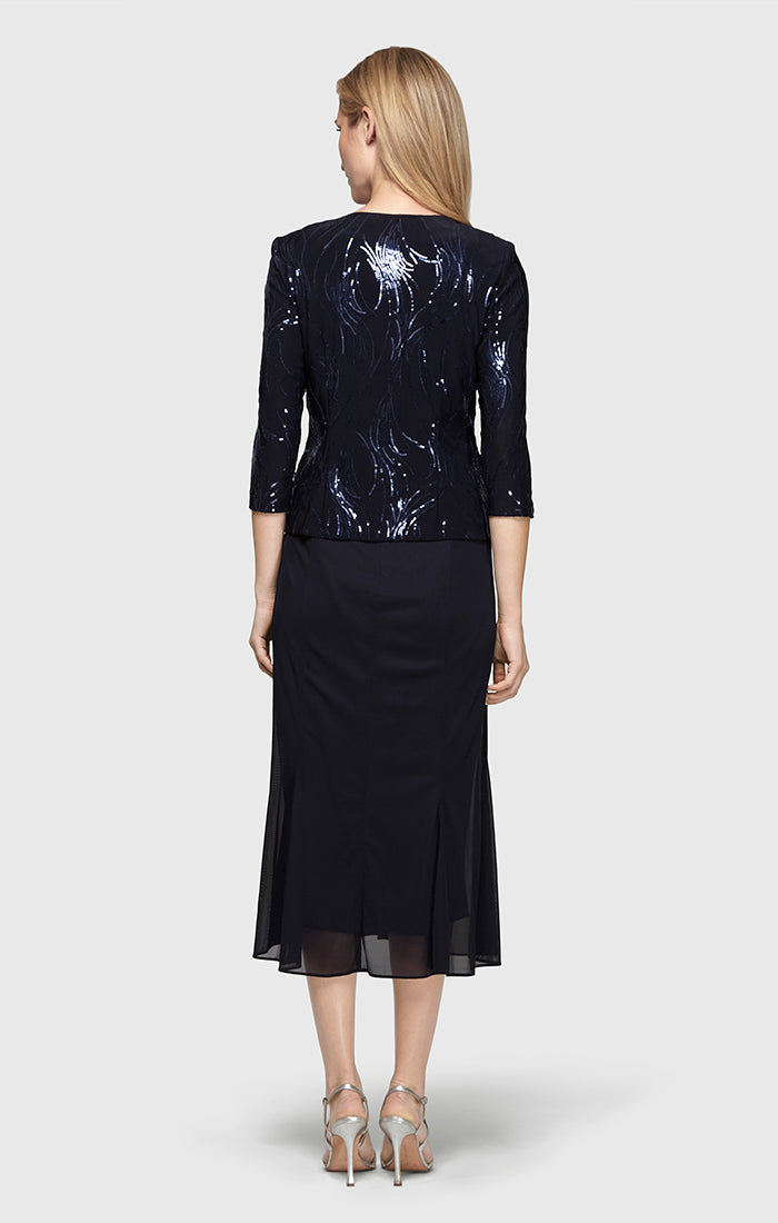 Annabelle Sequin Scoop-Neck Jacket Dress