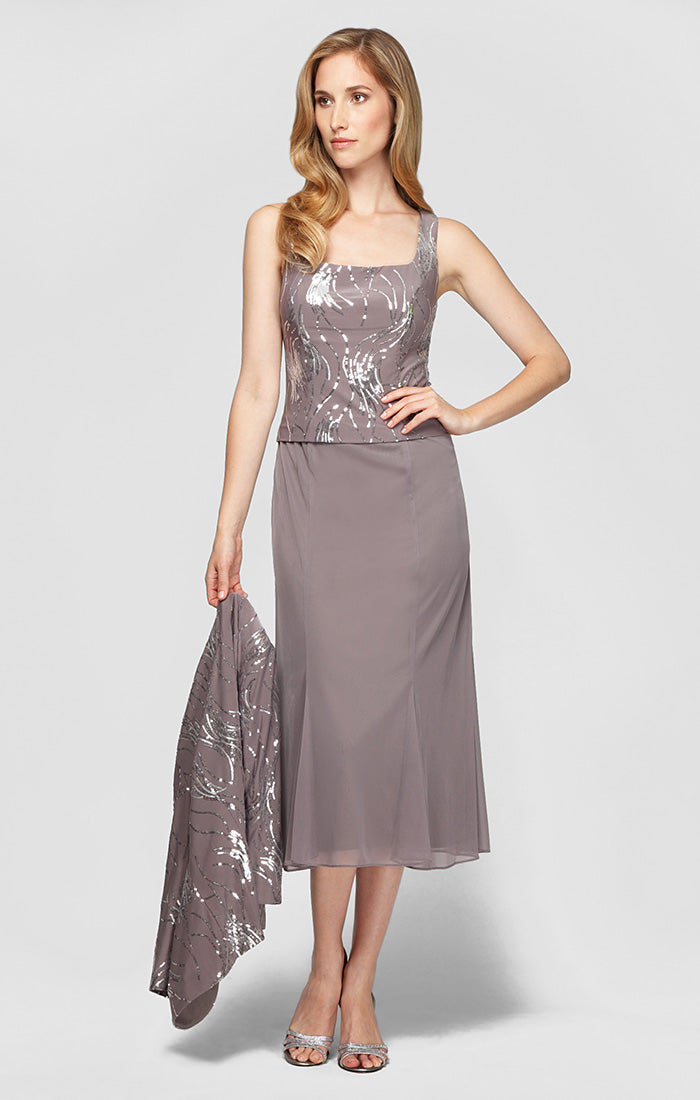Annabelle Sequin Scoop-Neck Jacket Dress