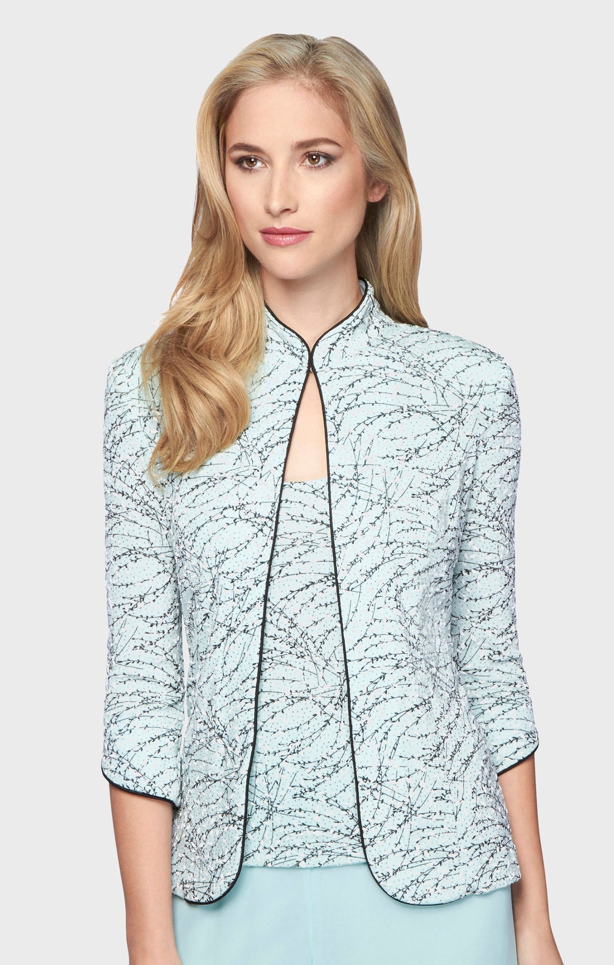 Glitter Knit Mandarin-Collar Twinset