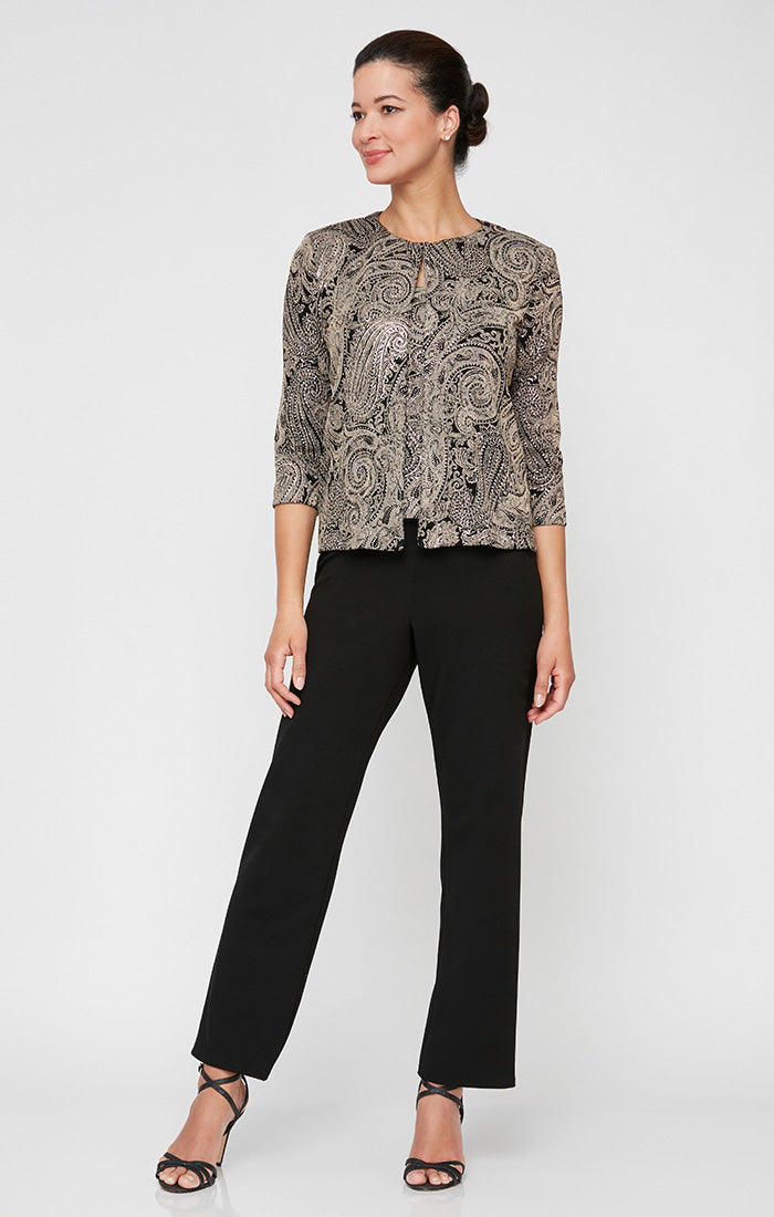 Printed Hook-And-Eye Closure Twinset