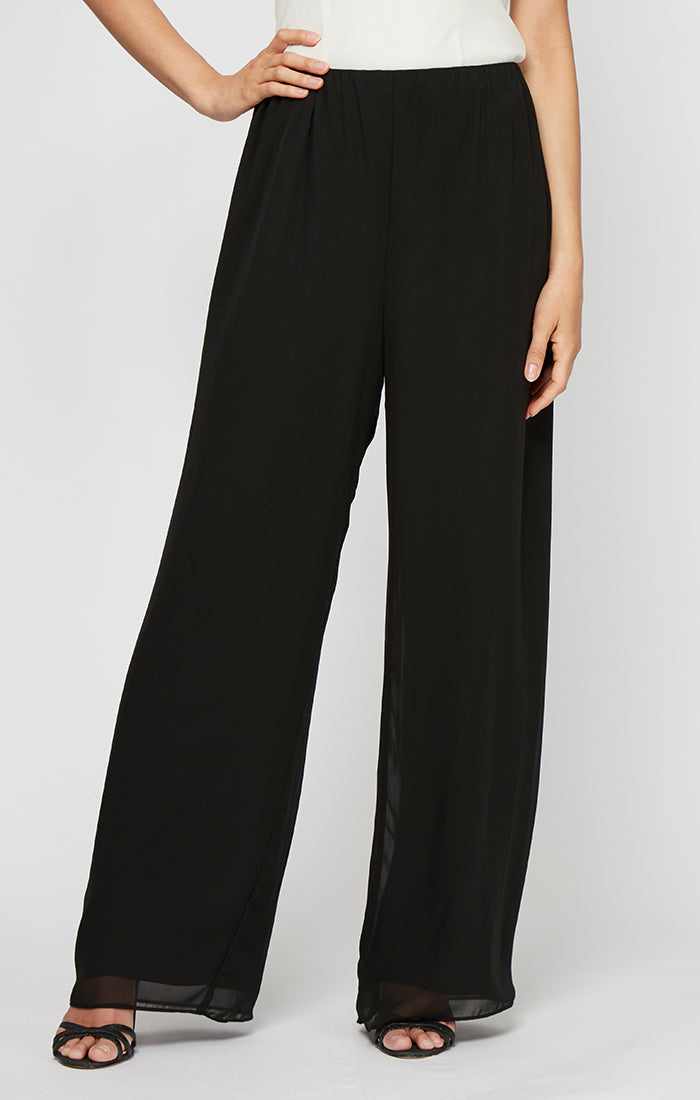 Silky Chiffon Straight-Leg Pant