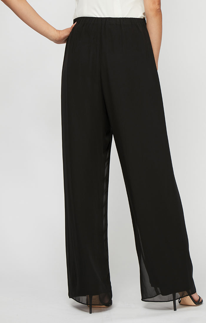 Silky Chiffon Straight-Leg Pant