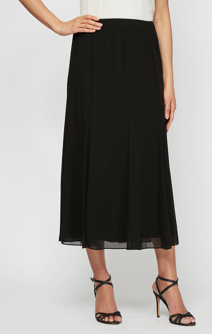 Chiffon Panel Tea-Length Skirt