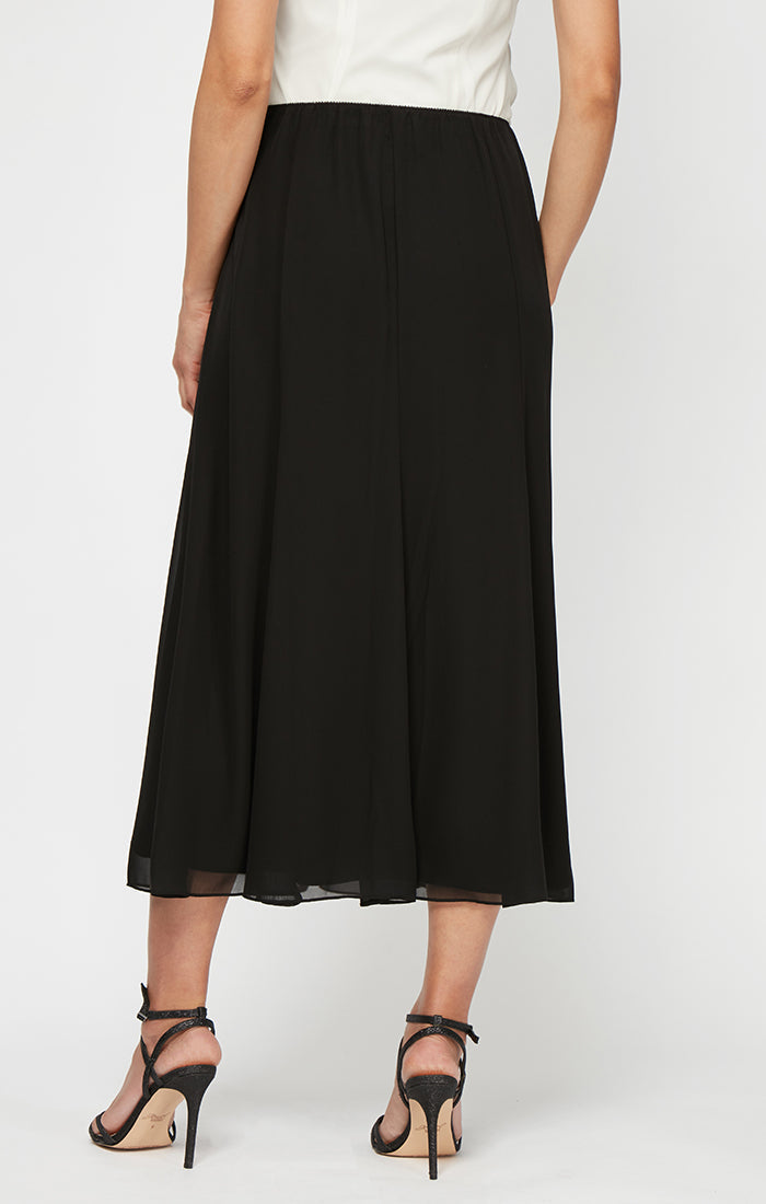 Chiffon Panel Tea-Length Skirt