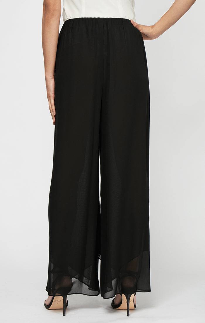 Chiffon Tulip-Hem Wide-Leg Pant