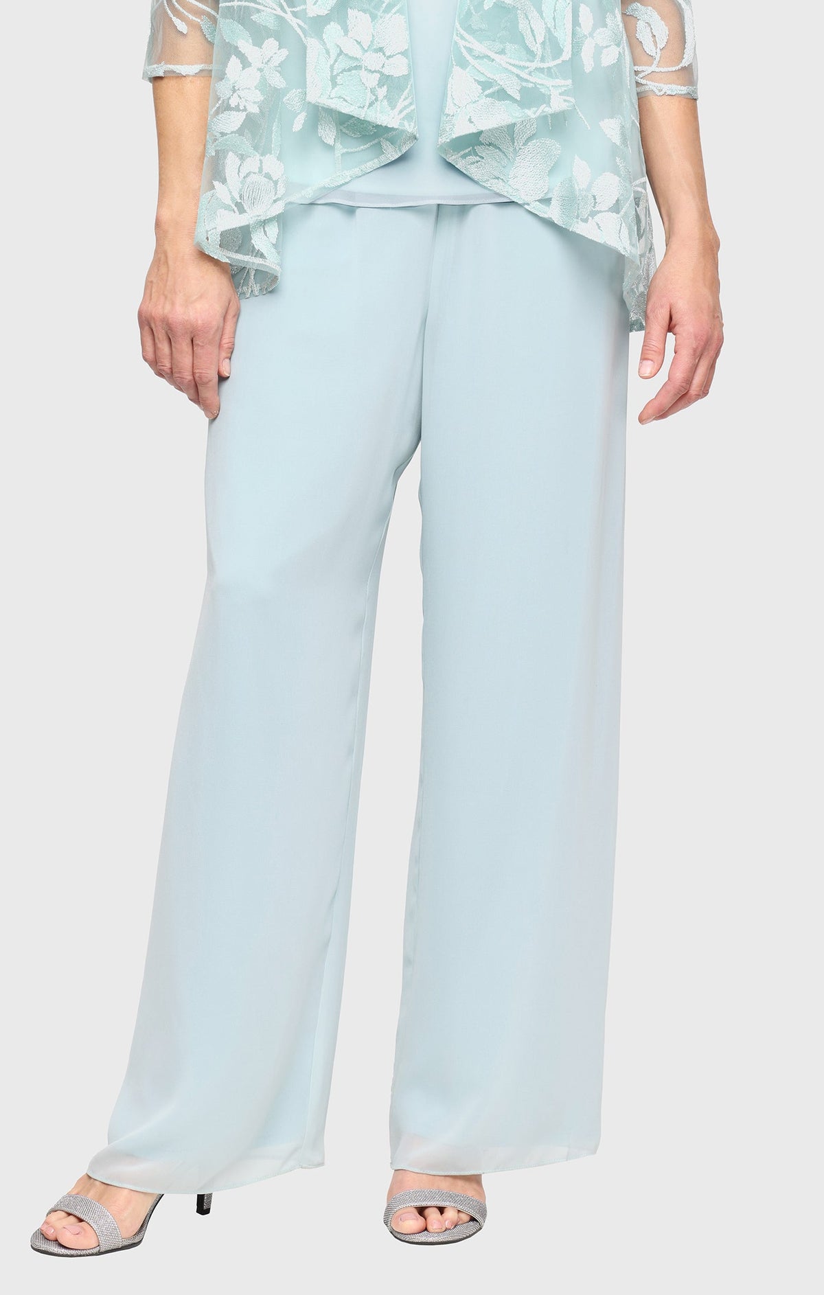 Chiffon Straight-Leg Pant