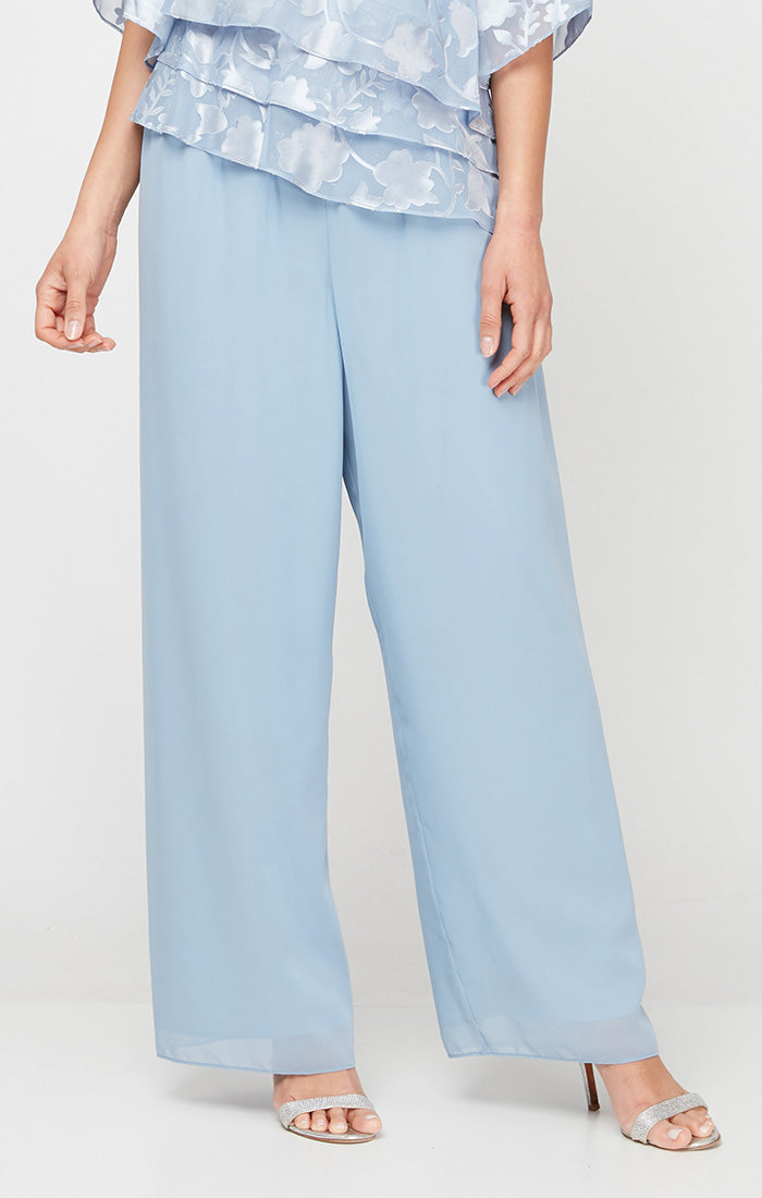 Chiffon Straight-Leg Pant