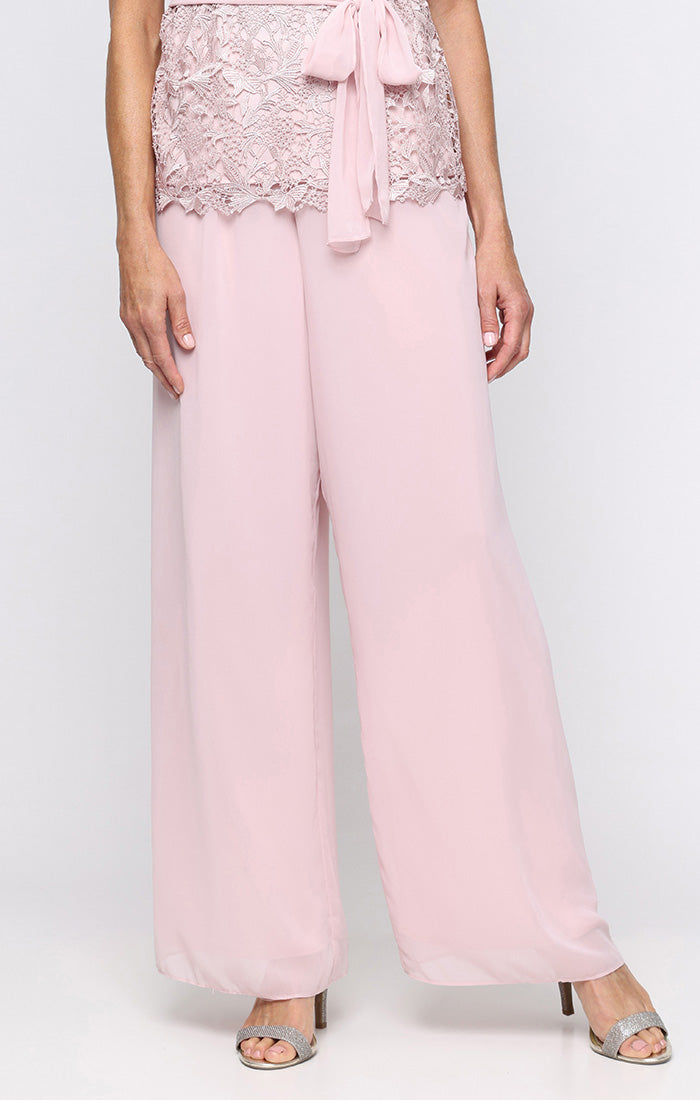 Chiffon Straight-Leg Pant
