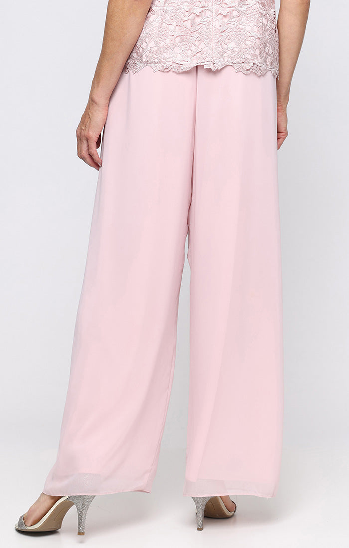 Chiffon Straight-Leg Pant