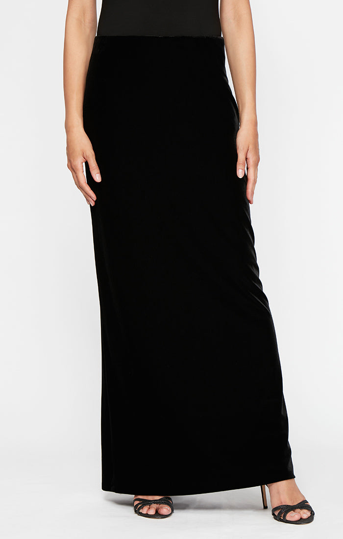 Long Velvet Skirt With Fishtail Back Detail