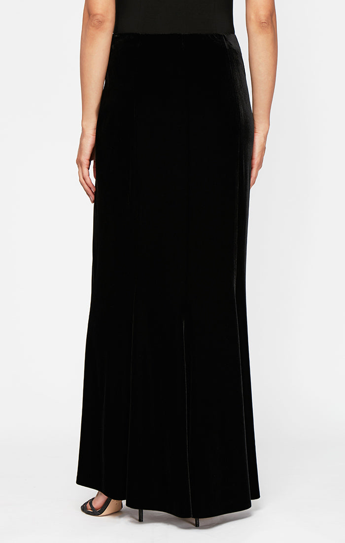 Long Velvet Skirt With Fishtail Back Detail