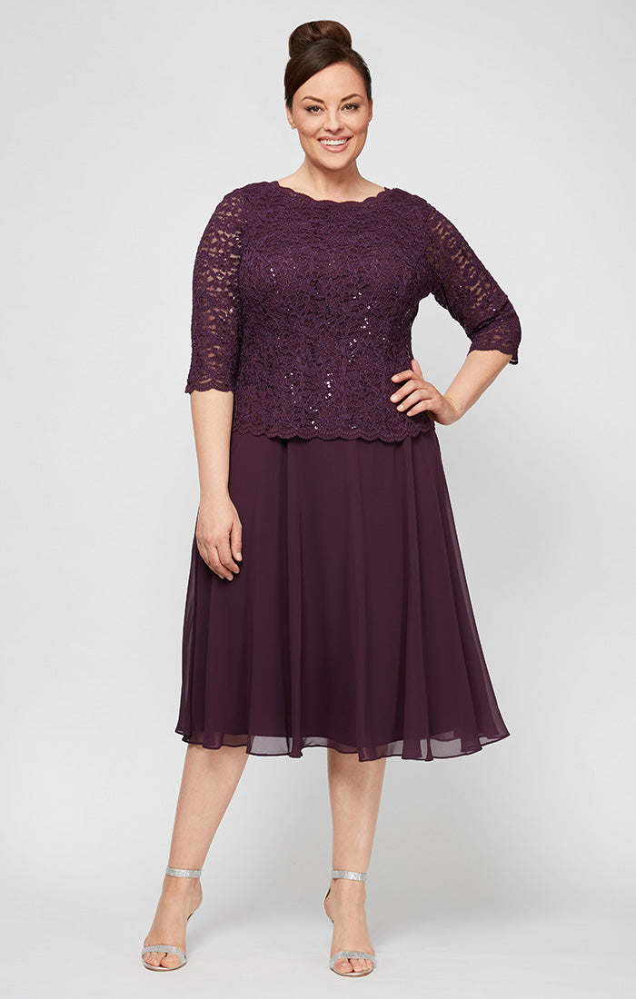 Plus Bella Sequin Lace Boatneck Dress