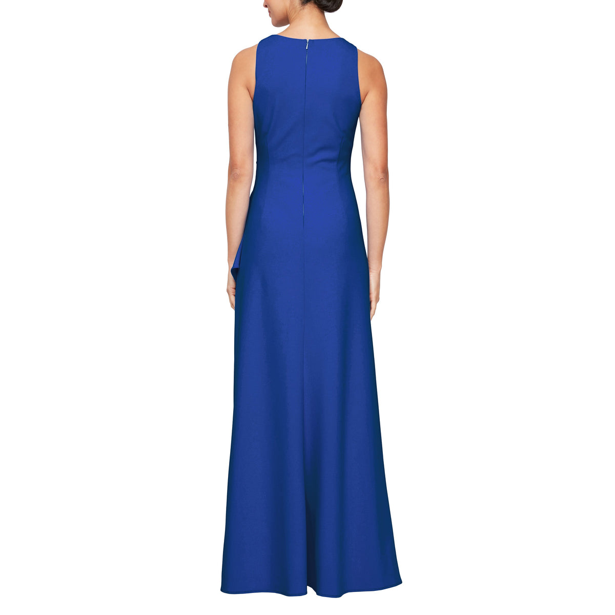 Regular - Stretch Crepe Dress with Cascade Ruffle Skirt