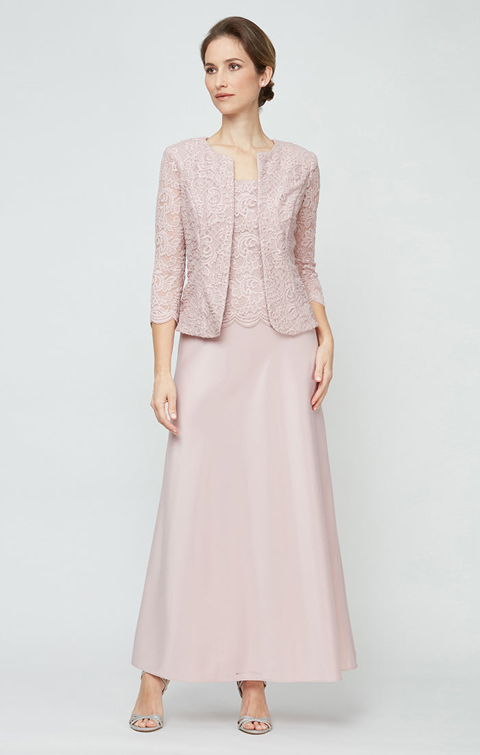 Bethany Glitter & Lace Scoop-Neck Jacket Dress