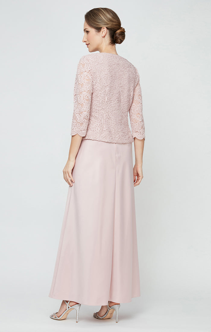 Bethany Glitter & Lace Scoop-Neck Jacket Dress