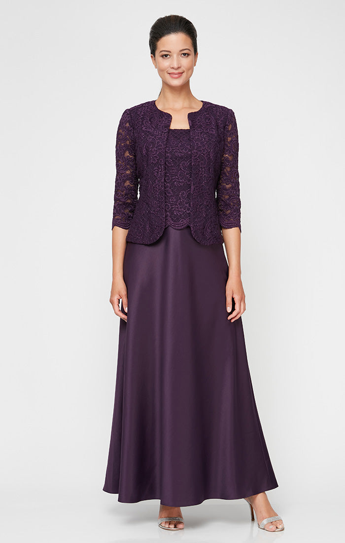 Bethany Glitter & Lace Scoop-Neck Jacket Dress