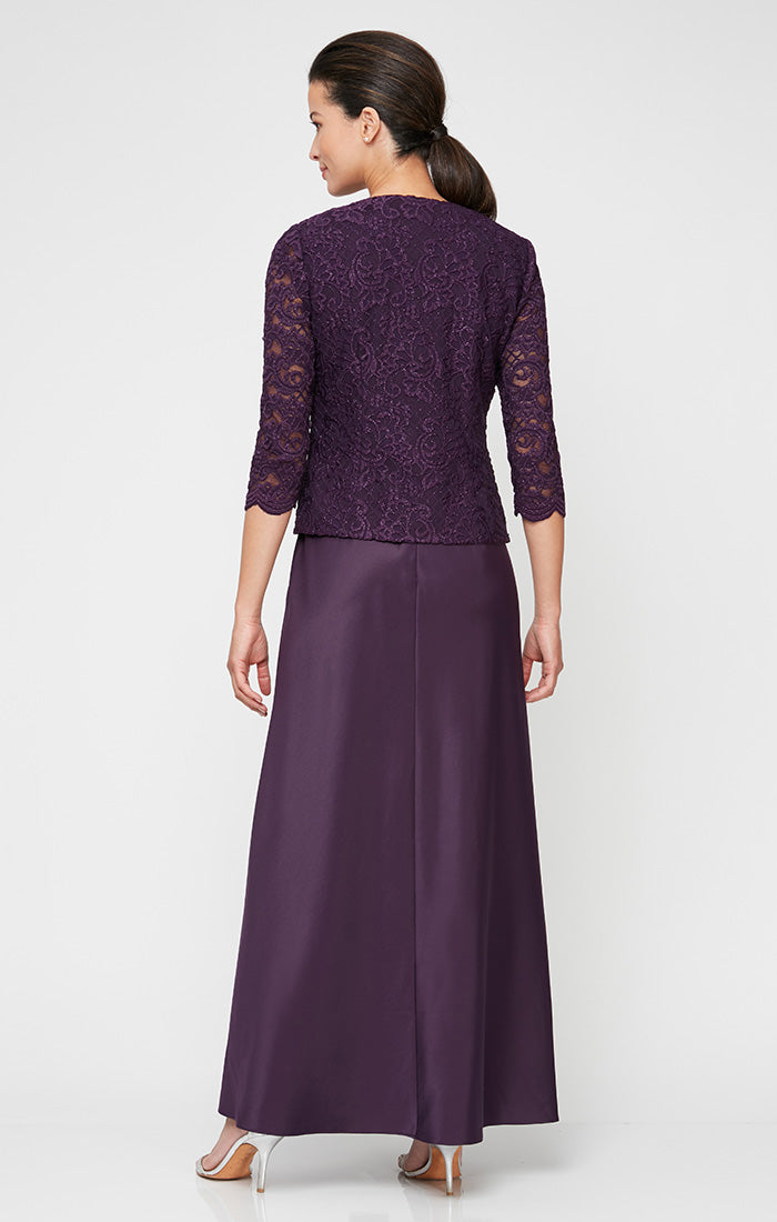 Bethany Glitter & Lace Scoop-Neck Jacket Dress