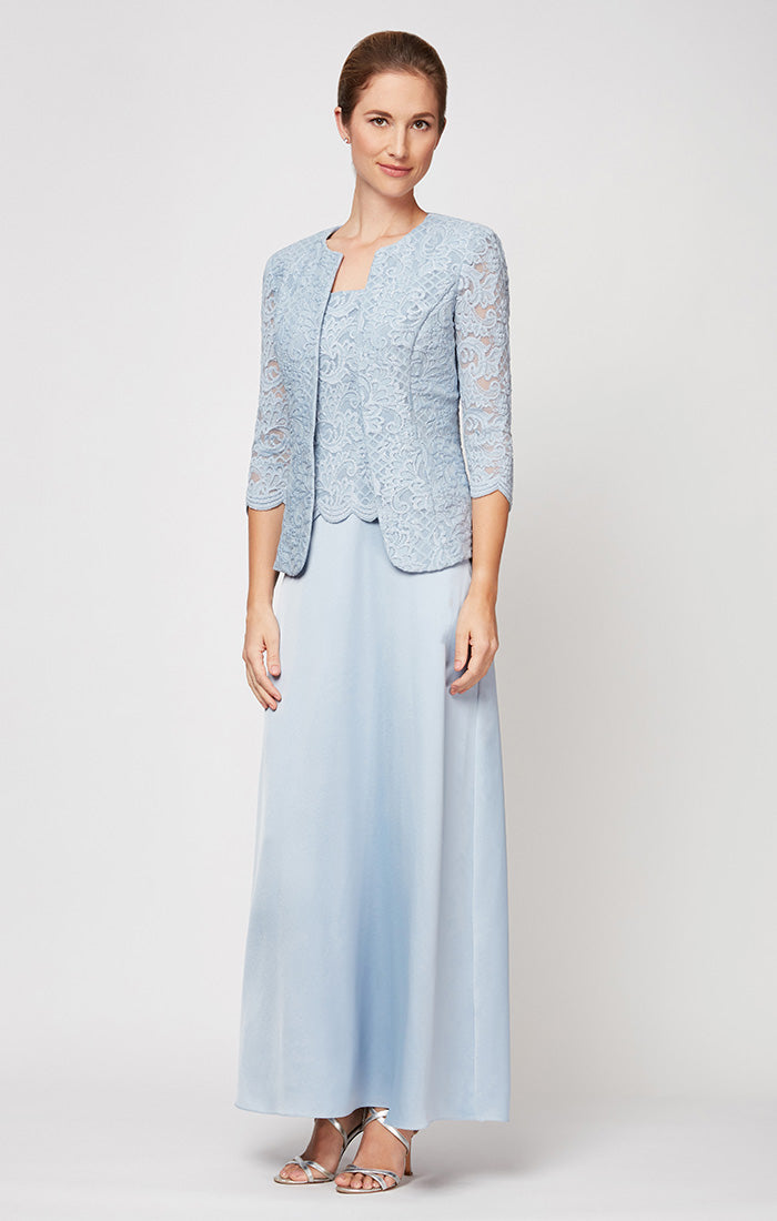 Bethany Glitter & Lace Scoop-Neck Jacket Dress