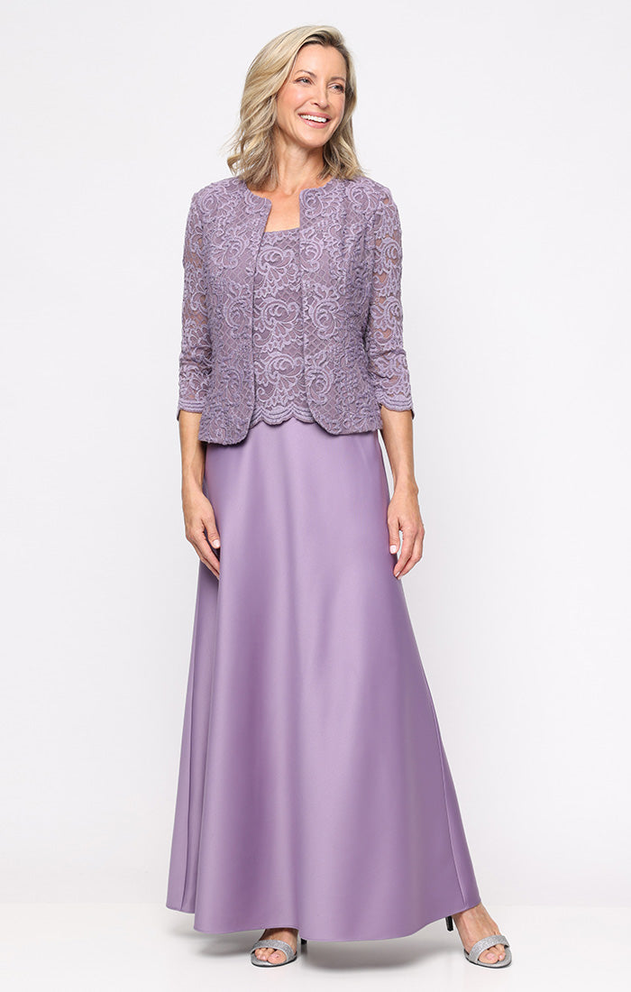 Bethany Glitter & Lace Scoop-Neck Jacket Dress