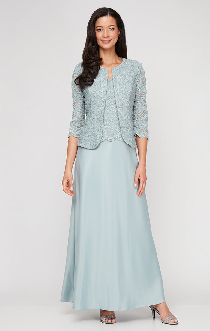 Bethany Glitter & Lace Scoop-Neck Jacket Dress